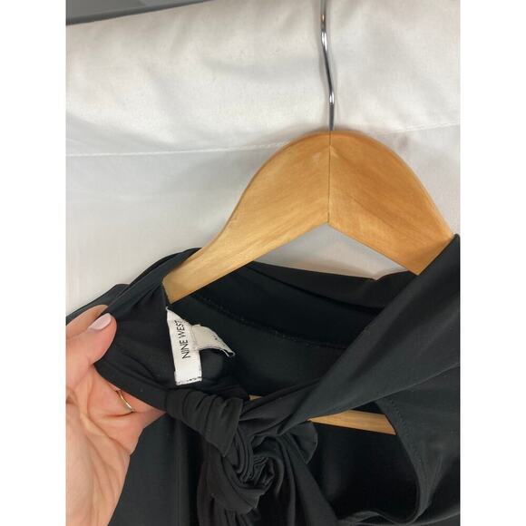 Nine West Tie Back Long Sleeve top Black Size Medium - Picture 4 of 5